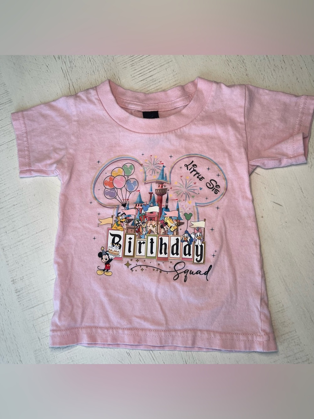 Disney Kids Pink "Birthday Squad" Graphic Tee